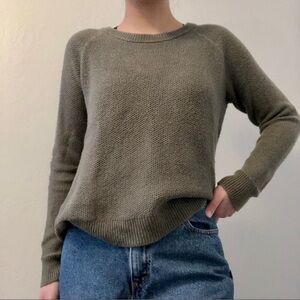 Madewell Olive Green Cable Knit Open Back Crewneck Pullover Sweater Top